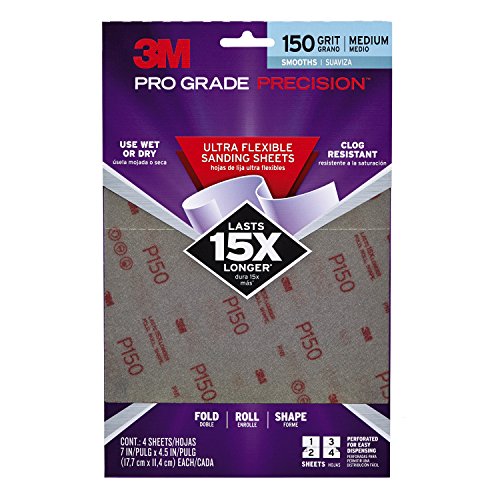 3M 28150PGP-UF5 PRO GRADE PRECISION ULTRA FLEXIBLE SANDING SHEETS - 7 X 4.5-4 SHEEETS/PACK - 150 GRIT
