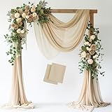 Wokceer Wedding Arch Draping Fabric 2 Panels 28.7' x 20FT Champagne Drapes Sheer Fabric Backdrop Arch Draping Fabric for Wedding Ceremony Birthday Party Bridal Shower Decoration