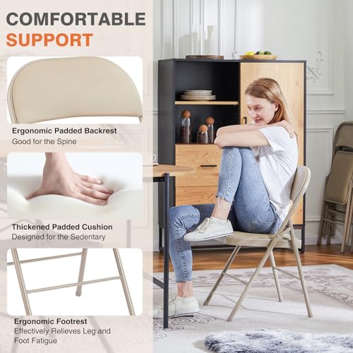 Sweetcrispy Folding Chair 6 Pack, Leather Padded Folding Chairs, Sturdy Metal Foldable Chairs, Easy to Use and Store, Outdoor and Indoor, for Home, Office, Party, Comfy by Sweetcrispy - Image 4