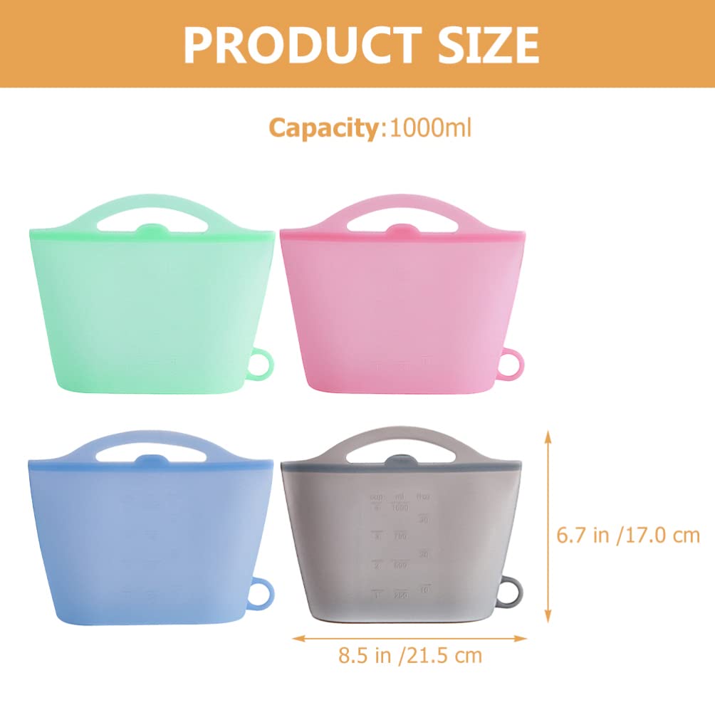 Cabilock 4 Piezas Bolsa De Almacenamiento De Silicona Bolsas De Carne Para Microondas Contenedor De Almacenamiento De Refrigerador Silicona De Grado Alimenticio Niño Bolsa De Microondas