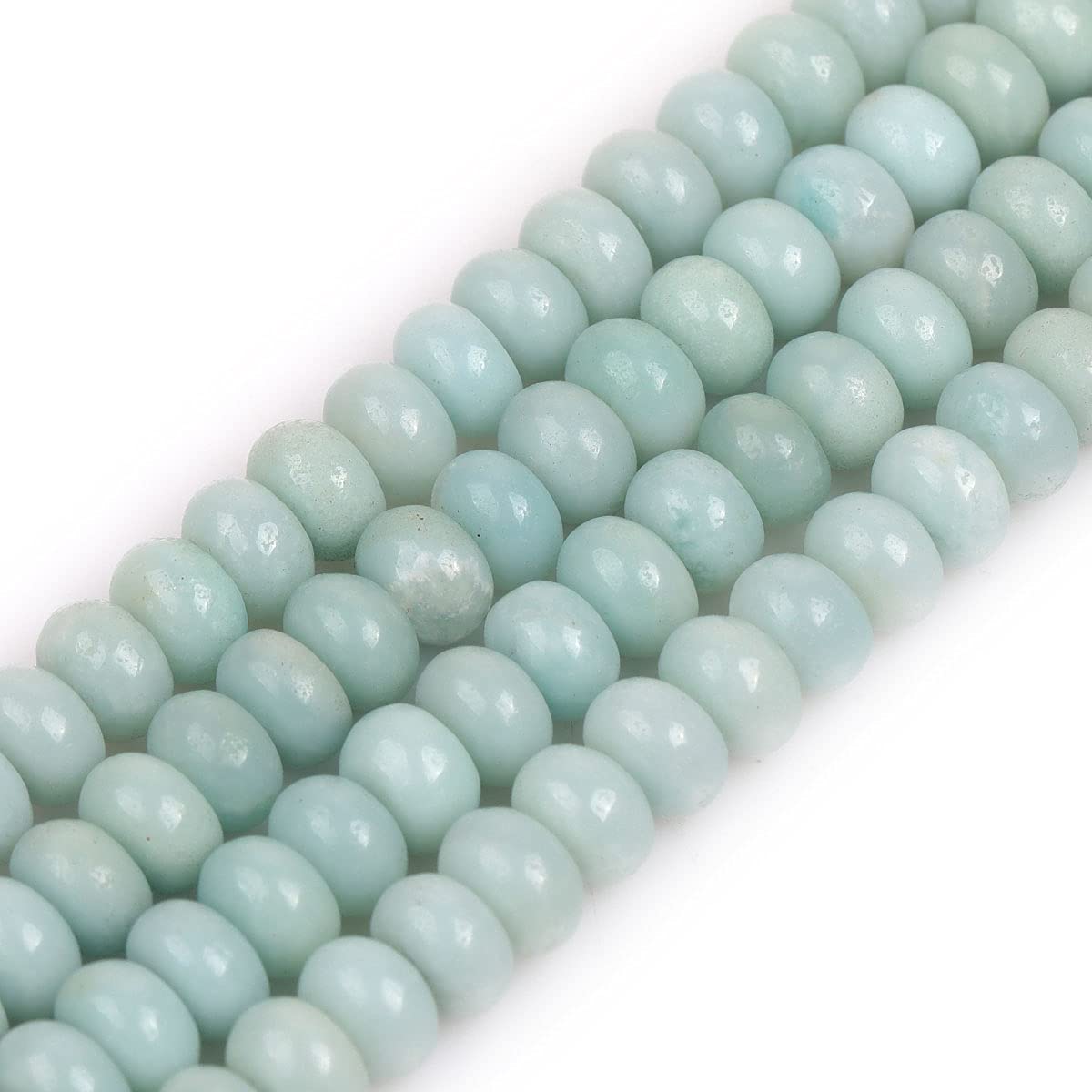 Gem-Inside 5x8mm Amazonite Rondelle Stone Natural Gemstone Heishi Spacer Beads for Jewellery Making Bracelets Necklace DIY Craft Project Strand 15"
