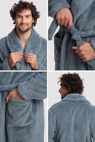 Mad Dog Mens Fleece Sherpa Robe for Men - Fluffy Bathrobe, Lightweight, Full Length Winter Robe, House Coat3