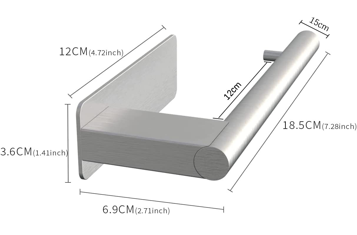 Porta Carta Igienica Portarotolo da Muro Adesivo in Acciaio Inox per Cucina Bagno e Toilette, Argento