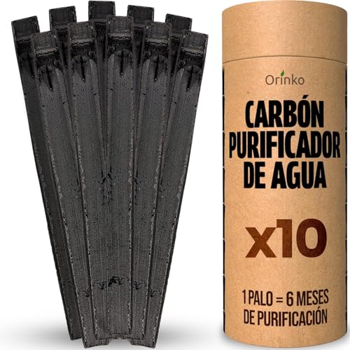 ORINKO® Carbón Activado Takesumi x10   Filtro Natural para Purificar hasta 1L de Agua en Jarras y Botellas   Carbón Vegetal Binchotan Ecológico Reutilizable   Calidad Japonesa