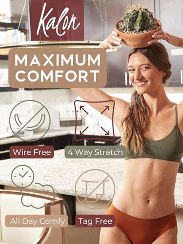 Image of Kalon Women's 4 Pack Racerback Sports Bralette Seamless Wireless Comfort Bra