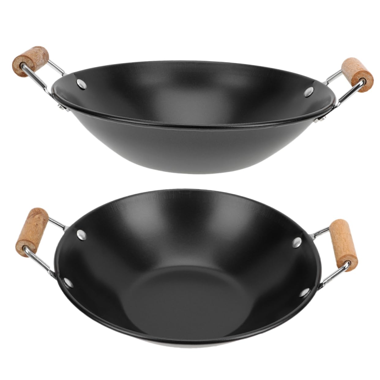 COLLBATH 2pcs Anti-overflow Pot Hot Pot Removable Wooden Handle Heat Resistant Easy Cleaning Kitchen Supply