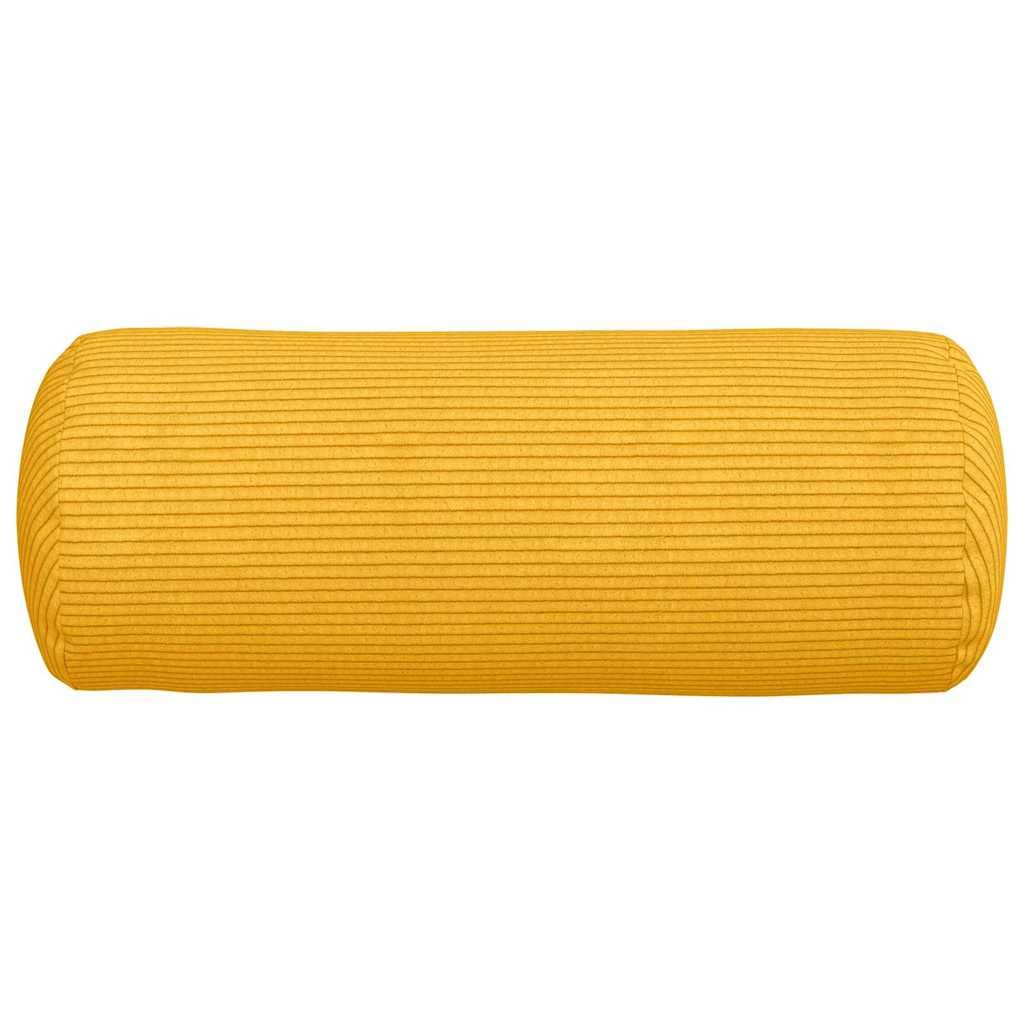 Poduszka bolster 2 sztuki, jasnożółty materiał sztruksowy, Ø 15 x 40 cm, poduszka ozdobna, miękkie wypełnienie, na sofę, łóżko, do wnętrz, wygodny zestaw