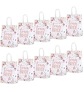 Hen Party Bags, 10 Pcs Team Bride Bags Floral Party Gift Bags with Handle Rose Gold Foiled Hen Do...