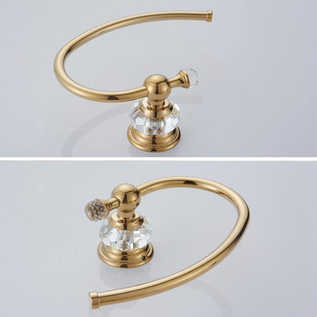 Bathroom Bath Towel Holder, Hand Towel Ring, European-Style Crystal Towel Ring, Rose Gold Towel Rack, Storage Hardware Towel Hanger, Towel Holder,Gold-A (Gold A)