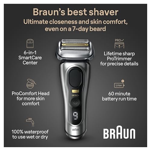 Braun Series 9 PRO Electric Shaver for Men, Wet & Dry Foil Razor, 6-in-1 SmartCare Center, Built-in Precision ProTrimmer, ProComfort Head, Travel Case, Silver 9597cc - image 3