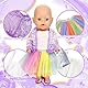 6 Lila Pailletten Puppenkleidung für 35-45 cm Baby Puppen, Puppenkleid Zubehör mit Weste Mantel Tutu Haarschmuck mit Schleife Schuh für 14-18 Zoll Neugeborene Baby Puppen Kinder Geburtstag