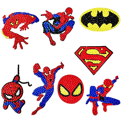 Miotlsy DIY 5D Kit de Peinture Diamant 8pcs Spiderman Kits de Peinture de Diamant Bricolage 5D à Faire soi-même Sur le Thème de Kit de Peinture avec Diamants pour Enfants Adultes débutants
