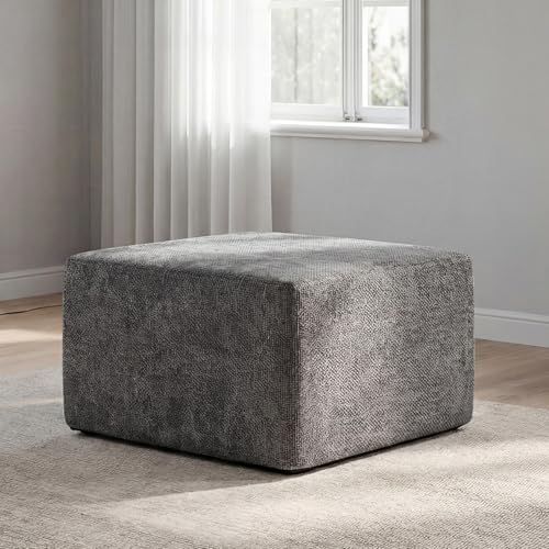 Image of MONVANE Ottoman for Modular Sectional Cloud Couch, Chenille Deep Seat Boneless Couch for Living Room, Bedroom and Apartment, No Assembly Required, DIY Combination, Grey
