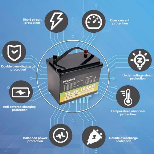 12V 100AH LiFePO4 Lithium Battery 15000 Cycles 100A BMS for RV, Solar, Trolling Motor, Travel Trailer, Energy Storage Battery