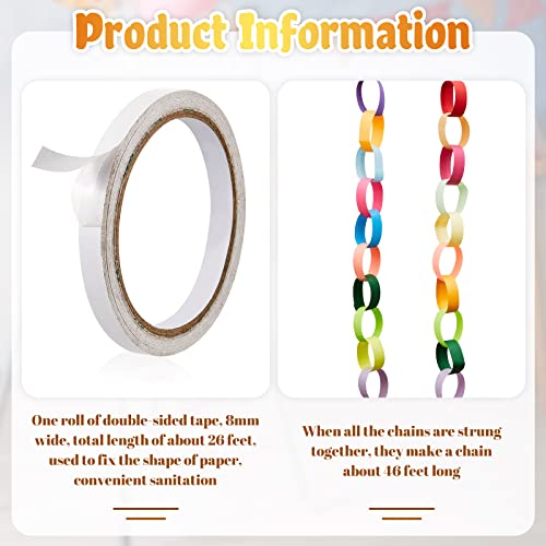 240 Sheets Bright Paper Chain Strips in Assorted Colors for DIY Crafting with Double Sided Tape