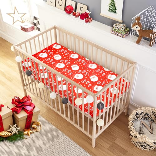 Image of UOMNY Santa Claus Crib Sheet Christmas Fitted Crib Sheets Baby Sheet for Standard Crib and Toddler Mattresses Nursery Bedding Sheet Crib Mattress Sheets for Boys and Girls 1 Pack Space Toddler