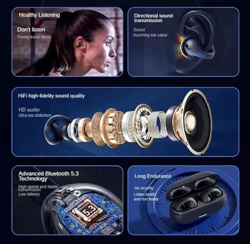 Image of T75 EAR CLIP OWS Open Ear Wireless Earbuds | ENC Mic for Crystal-Clear Calls | 30hr Playtime with Type-C Fast Charging | BT5.3 Gaming Bluetooth Earphones | Touch Control Sports Headphone(PURPLE)
