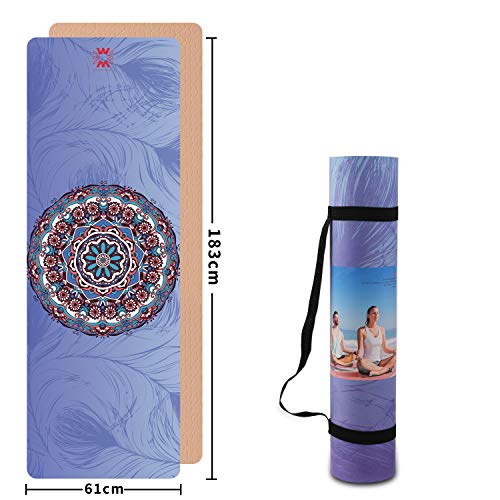 image for WWWW 4W Suede TPE Yoga Mat Eco Friendly Non Slip Yoga Mats with Carryi