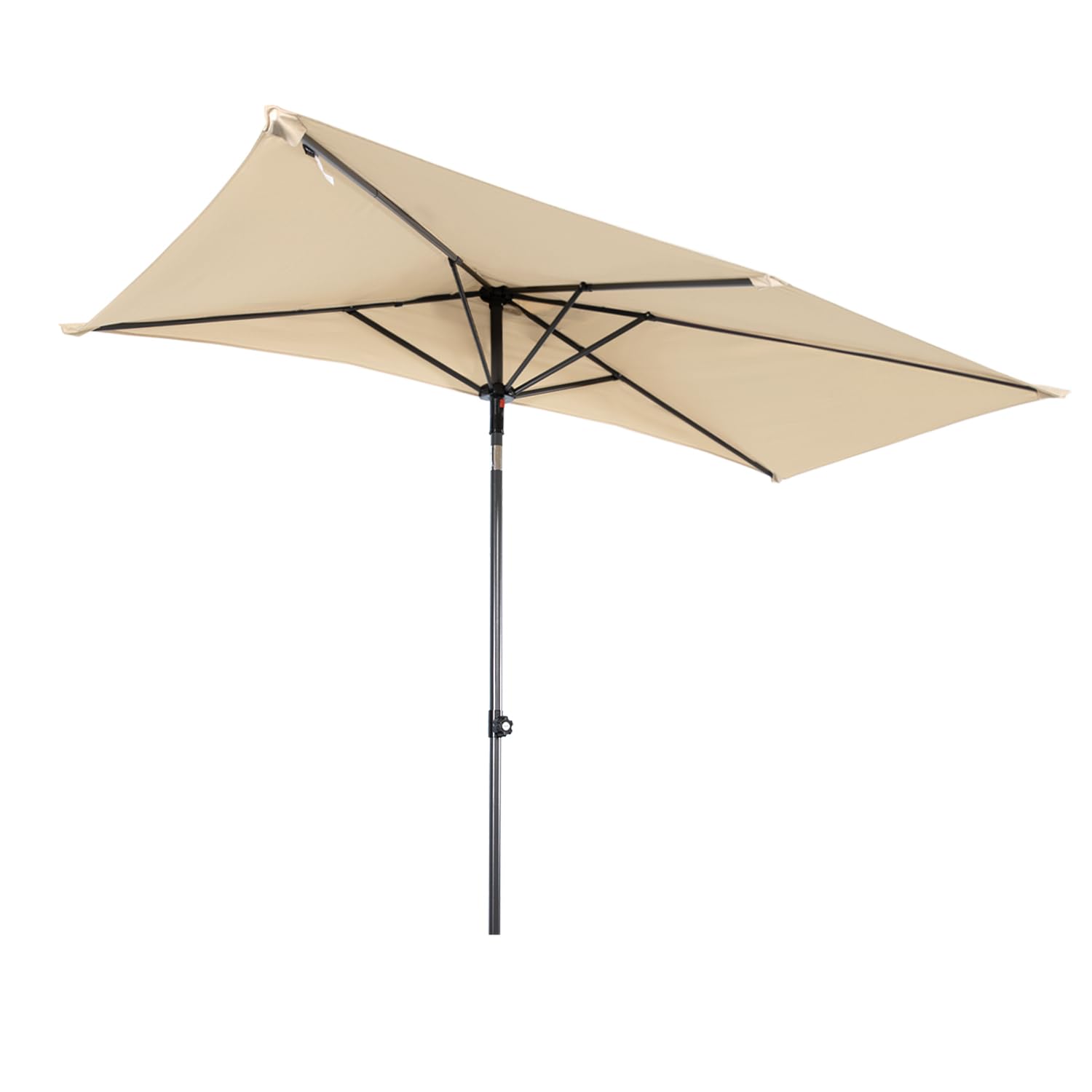 Angel Living 2.5m Rectangular Half Parasol, Patio Umbrella with Manual Push-Pull Opening Mechanism and Front-to-Back Tilt Adjustment, UV30+ Protection for Garden Backyard Balcony Wall Poolside (Beige)