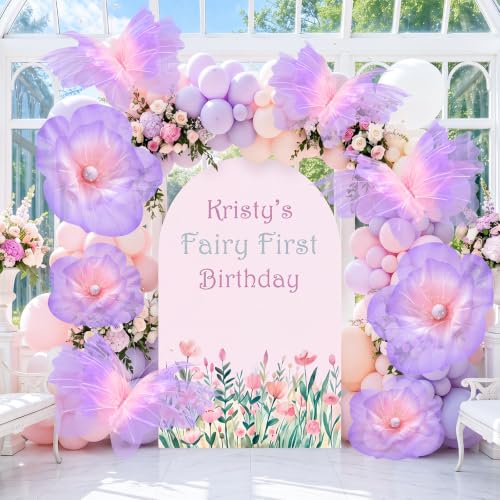 Image of Cinnvoice 8 Pcs Large Butterfly Flower Decorations 20 Inch 12 Inch 3D Giant Silk Butterfly Big Flower Mariposas Grandes para Decoracion for Wedding Backdrop Birthday Party(Gradient Pink Purple)