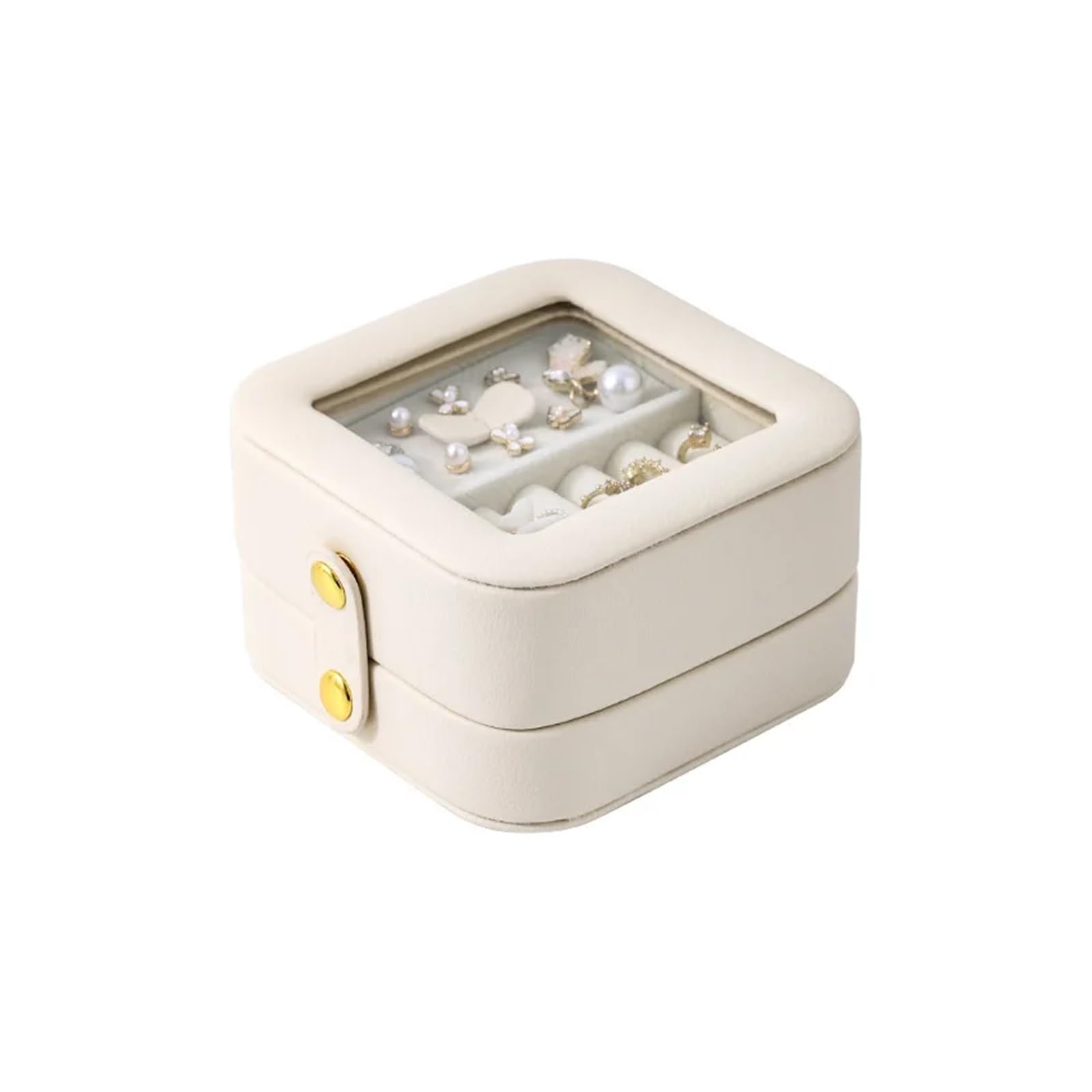 ESTDKMNOS Portable Jewellery Case， Multicolor S Jewelry Box, Portable Multi-layer Storage for Earrings Necklaces(White)