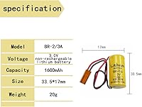 Vista 2 de Paquete de 10 baterías de litio de 3 V 1600 mAh BR-2/3A PLC, repuesto para Panasonic BR-2/3A con enchufe marrón