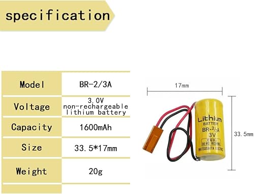 Miniatura 2 de XIAOXX (50 unidades) 1600mAh 3V Br-23a Batería de litio para FANUC A98L-0031-0006 PLC Litio industrial con enchufe marrón