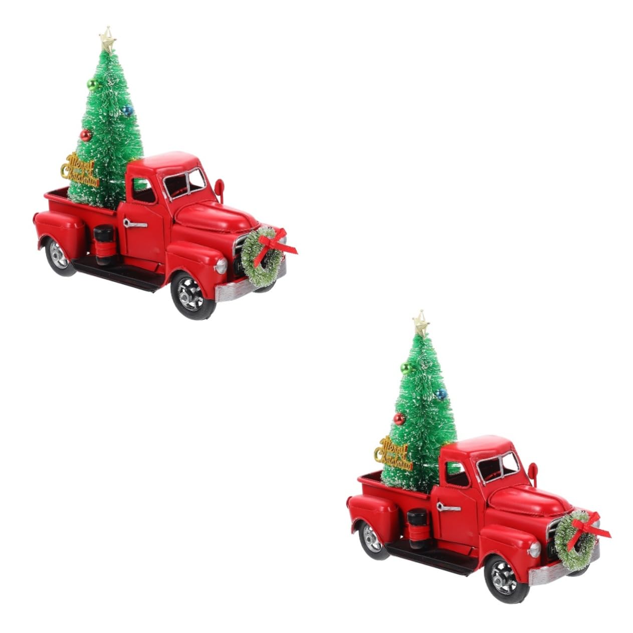 Camión de Navidad decorativo de granja rojo para el salpicadero del auto y hogar 2 unidades