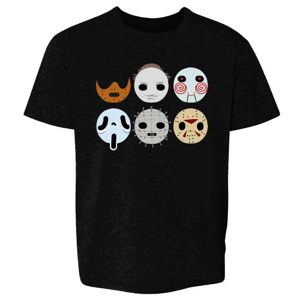 Pop Threads Horror Masks Monster Scary Movie Halloween Spooky Youth Kids Girl Boy T-Shirt