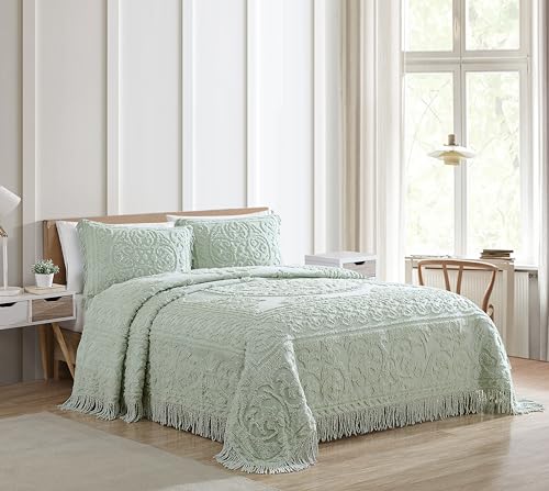 Image of Beatrice Home Fashions Medallion Standard Cotton Chenille Sham, Sage
