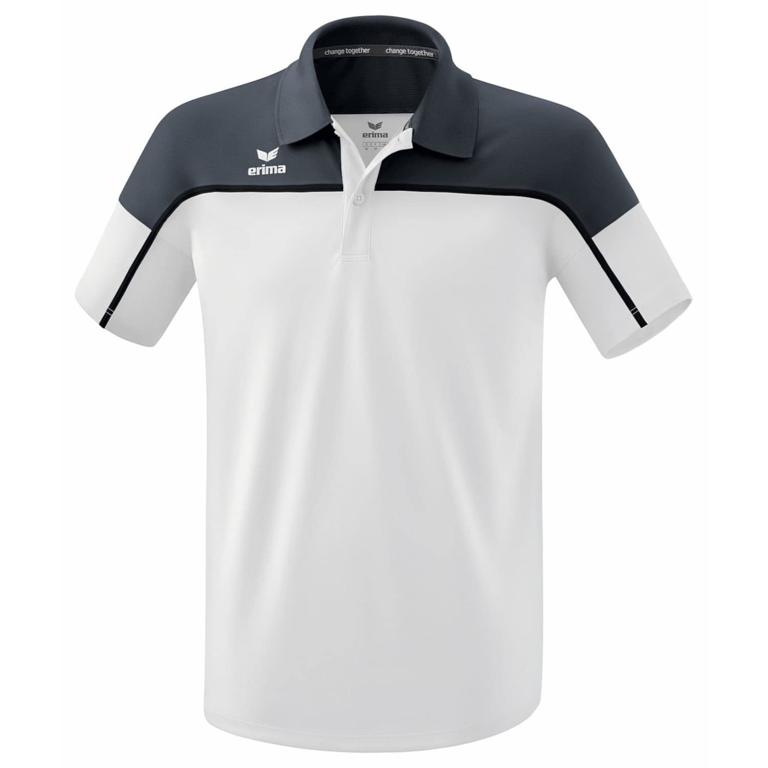 Erima Men's „Change Polo Shirt, White/Slate Grey/Black, S