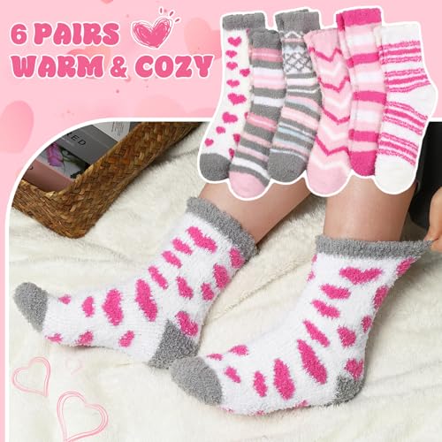 Image of Loritta 6 Pairs Womens Fuzzy Socks, Winter Warm Fluffy Slipper Socks