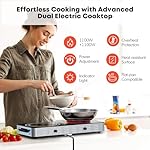 Electric Cooktop, Dual 2200 Watts Infrared Burner, 2 Burner Electric Hot Plate for Cooking, Knob Control Countertop & Built-in Ceramic Cooktop, Overheat Protection Cooktop for Dorm, Kitchen - Image 5