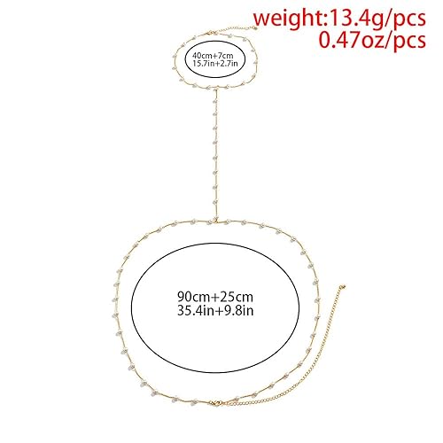 Miniatura 7 de Denifery Brasier bohemio con cadena de perlas, collar de cadena larga sexy, arnés cruzado con cuentas en el pecho, cadena de cintura de bikini de