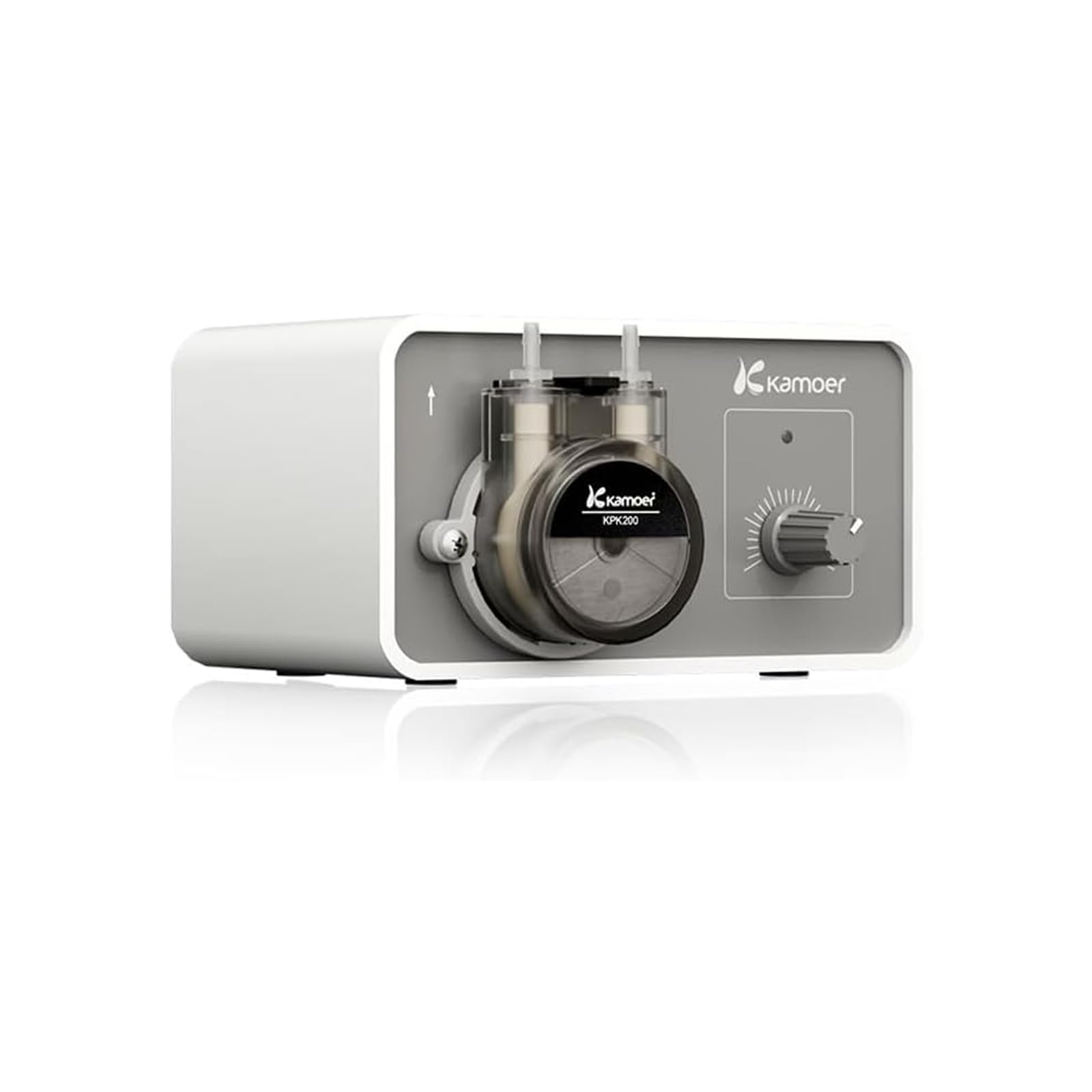 Kamoer M1-KPK200 Kleine Schlauchpumpe, 12 V mit niedrigem Durchfluss, 25–150 ml/min, einstellbare Geschwindigkeit, Flüssigkeitsdosierpumpe für Labor, Fabrik, Zuhause, mit Netzadapter