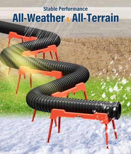 Image of RV Sewer Hose Support, 10FT Heavy-Duty Camper Waste Hose Holder with 5 Foldable Sections, Adjustable & Stable Waste Drainage Support with Strap, Stackable & Weather-Resistant, Orange (Patent Pending)