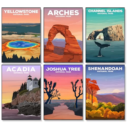 Image of Okarina 6 Pack Paint by Numbers Kit for Adults Beginner, National Park Adult Paint by Number Kits on Canvas Without Frame, DIY Acrylic Oil Painting by Numbers Kits, Perfect for Home Decor 10x14 Inch