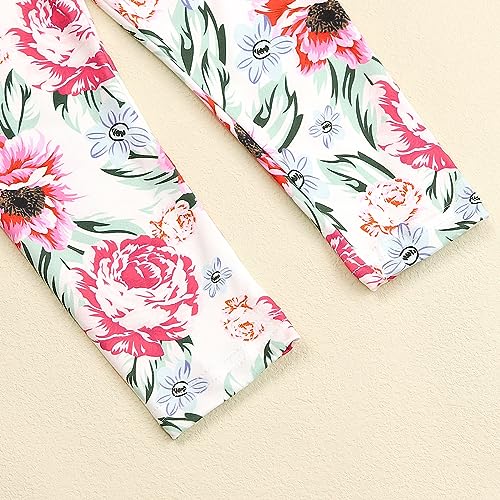 Image of Axumity Kid Girl Clothes Ruffle Sleeve Top Floral Allover Pants 3-9 Years Fall Outfit Set