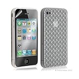  Seluxion - Funda tipo libro para iPhone 4 y 4S (incluye protector de pantalla), color blanco