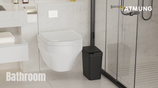Bathroom Trash Can,Smart Touchless Trash Can,Automatic Motion Sensor Trash Bin With Lid,2.4 Gallon Garbage Can, Kitchen, Bathroom, Office, Bedroom Trash Can (Black - View #12