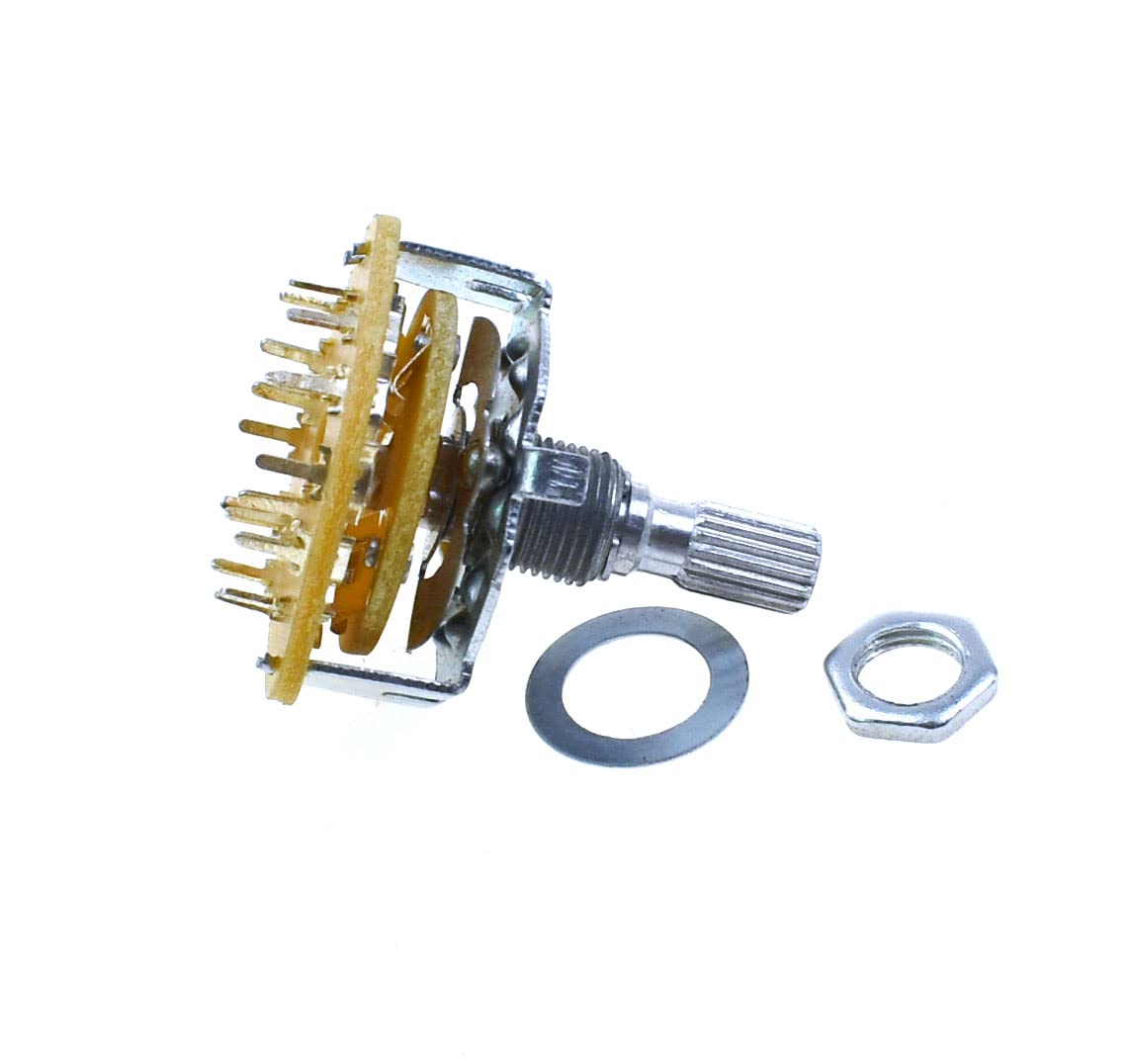 2PCS RS25 Band switch 2P4T 2P5T 2P6T 3P3T 3P4T Mount Rotary Switch Selector Band 2 Pole 5 Position Knob Switch Band Switches (2P5T)