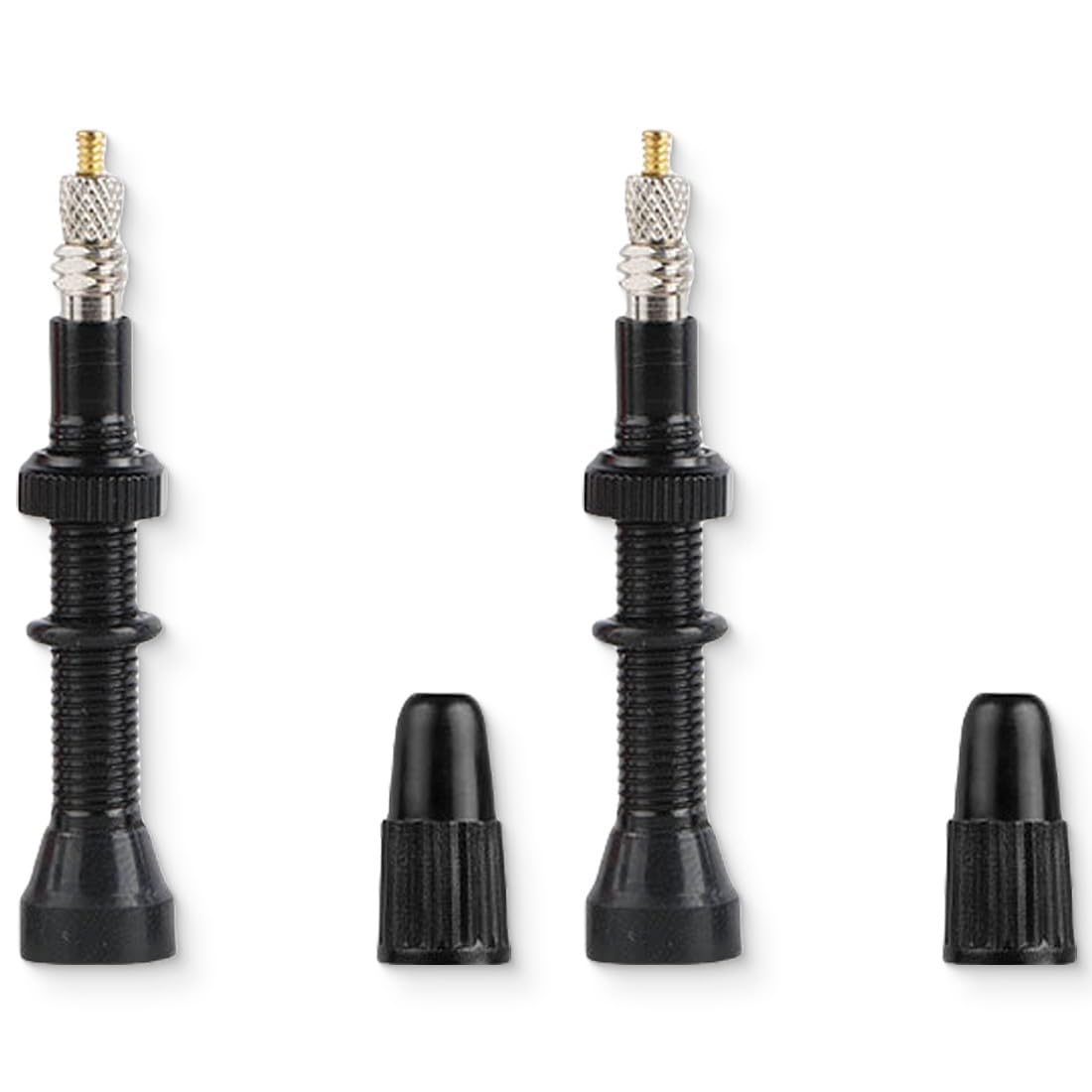 JEYORZY Valve Tubeless VTT 40 mm, 2 Pièces Valves Presta sans Chambre à Air 40 mm Valves Tubeless Tige de Valve VTT Valves de Vélo pour Pneus de Vélo, noir