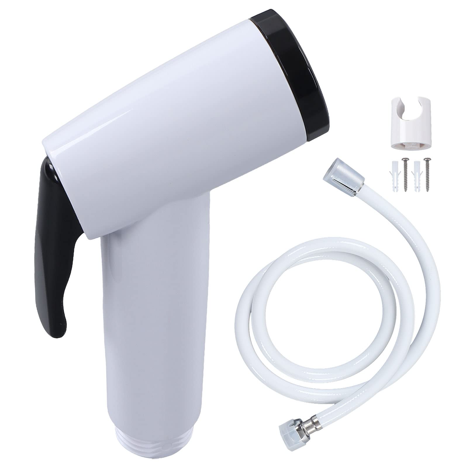 Bidet Sprayer G1/2 Thread Wall Mounted Handheld Toilet Sprayer for Dog Shower Floor Carpet Multifunctional Use for Women (B1125W three-piece set 1)