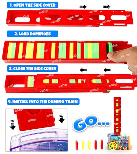 Image of Zest 4 Toyz Domino Train Toy, 40 Pieces Domino Blocks Set for Kids | Stacking Toy Block Set for 3-7 Year Old | Educational Game Play Set with Light & Sound | Toys for Boys Girls (Battery Included)
