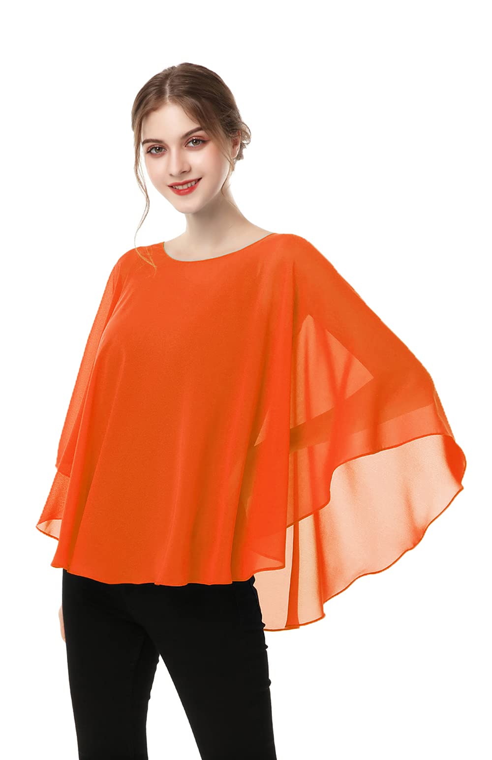 Capes for Womens Casual chiffon shawl Casual Chiffon Cape Sheer shawls and wraps Poncho Capelets Cover Up