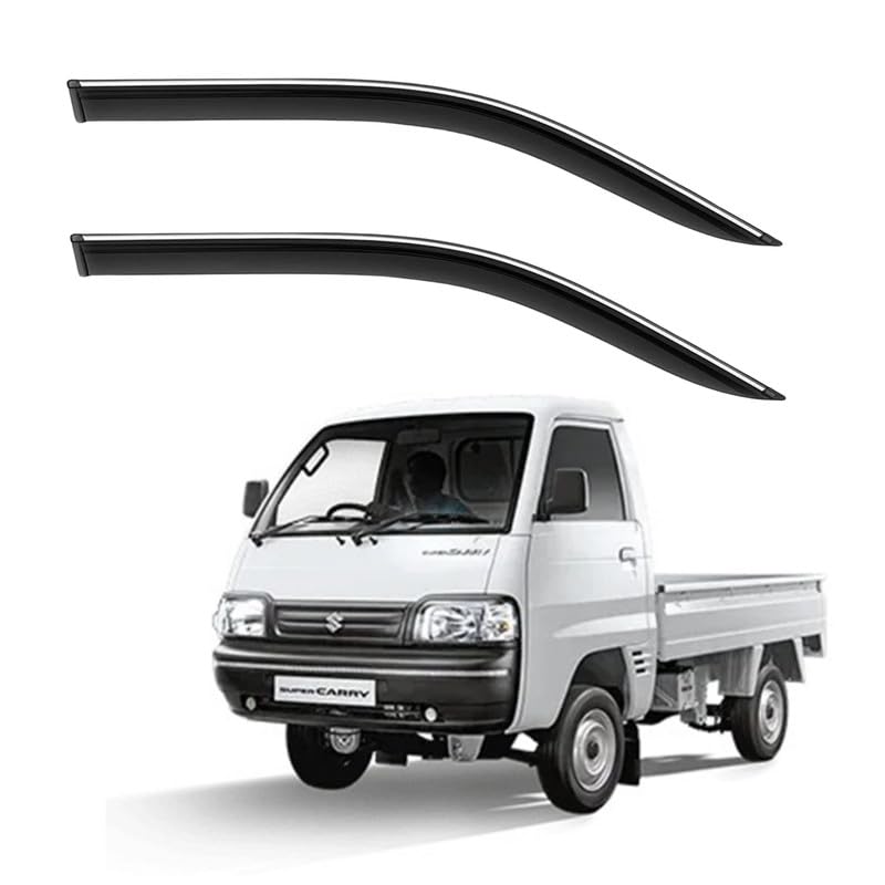 Image of CAR SAAZ Side Door Visors for Carry (2016-2020) (Set of 2Pcs)|Chrome Lined Rain Guards, Polycarbonate, Smoke Finish