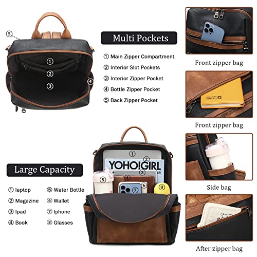 Image of AGLOD Leather Backpack Purse for Women Designer Ladies Shoulder Bag Fashion Faux Work Travel Handbags