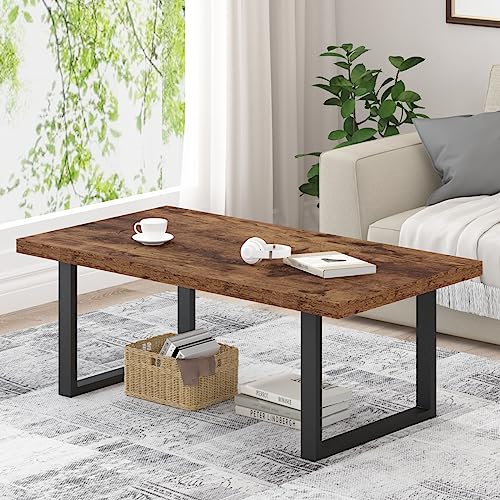 IBF Rustic Living Room Table, Simple Industrial Rectangle Coffee Table