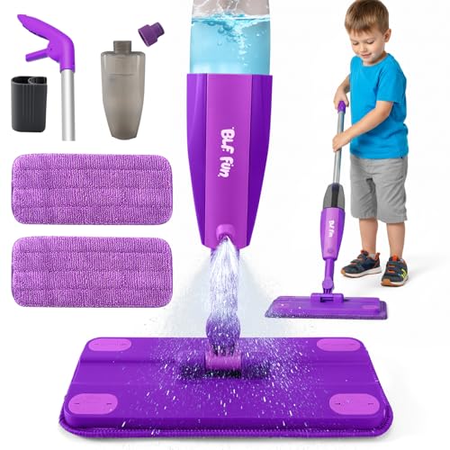 Image of Kids Spray Mop, Toddlers Cleaning Playsets with Real Water Sprayer, Kids Mop Toys, Montessori Cleaning Set, Christmas Birthday Gifts for Boys and Girls Age 3 4 5 6, Purple