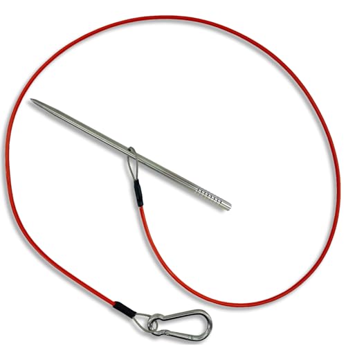 Fish Stringer for Spearfishing with Coated Stainless Steel Cable and Heavy Duty Carabiner